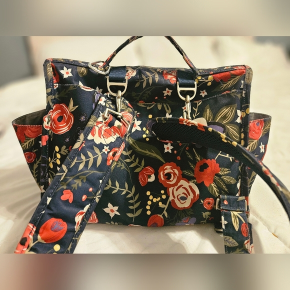 Ju-Ju-Be Navy Blue and Red Midnight Posy Floral Baby Bag - Picture 2 of 8